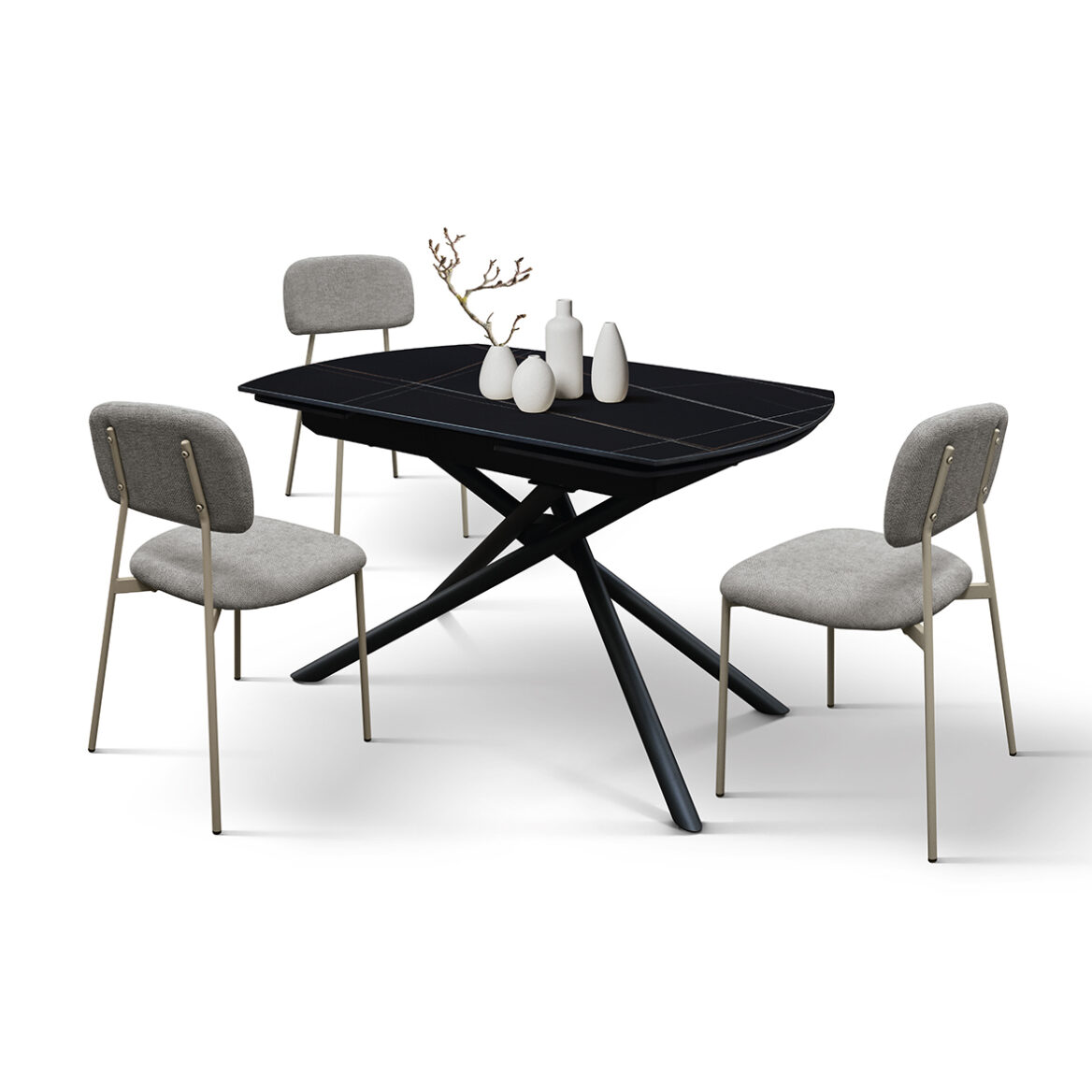 masa ceramica extensibila rotativa noir 120 x 88 x h 76 cm