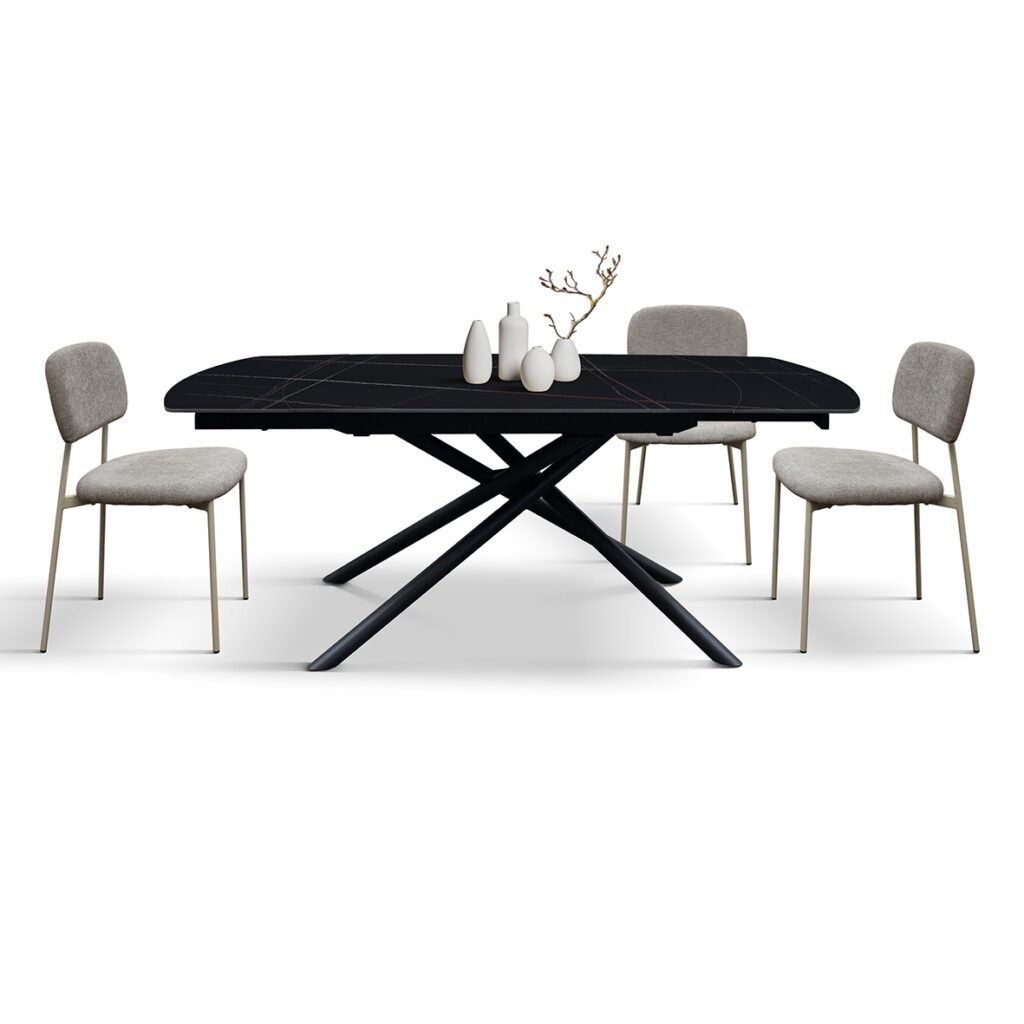 masa ceramica extensibila rotativa noir 120 x 88 x h 76 cm