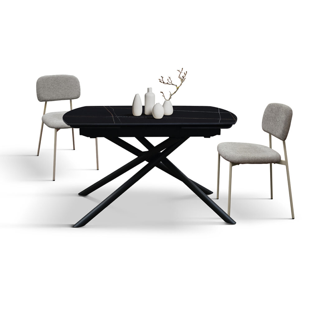 masa ceramica extensibila rotativa noir 120 x 88 x h 76 cm