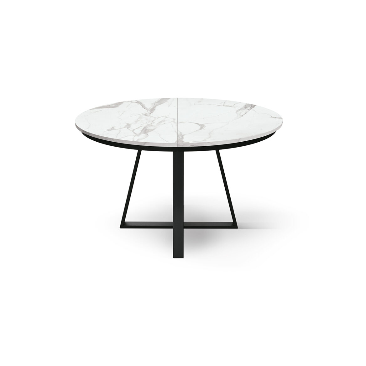 masa rotunda extensibila melania, blat alb marmorat Ø 120 cm