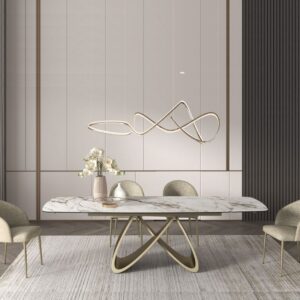 masă ceramică infinity extensibilă, picior metalic auriu