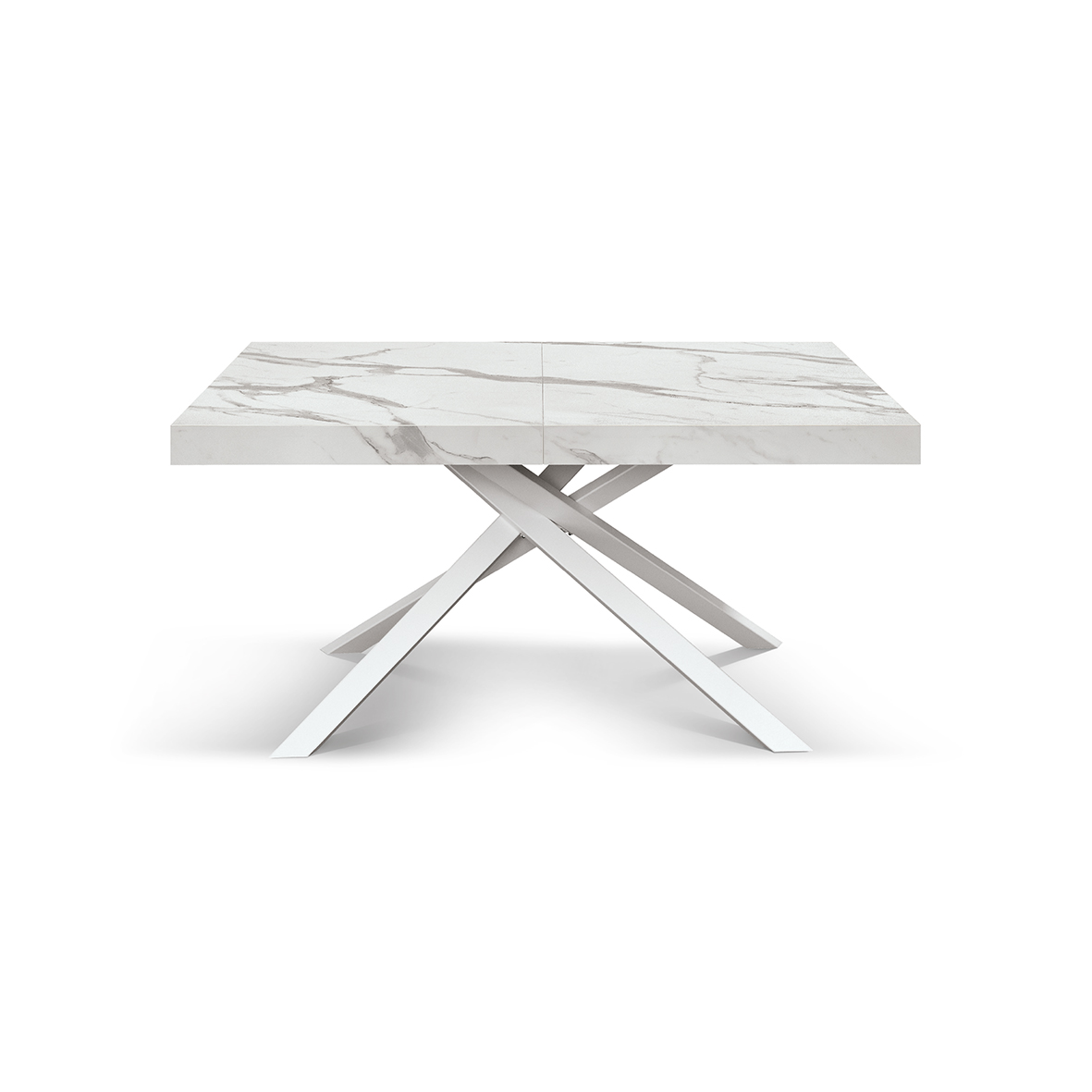 Masă Tifany extensibilă BLAT ALB MARMORAT - 140 cm / 90 / h 77 - ALB