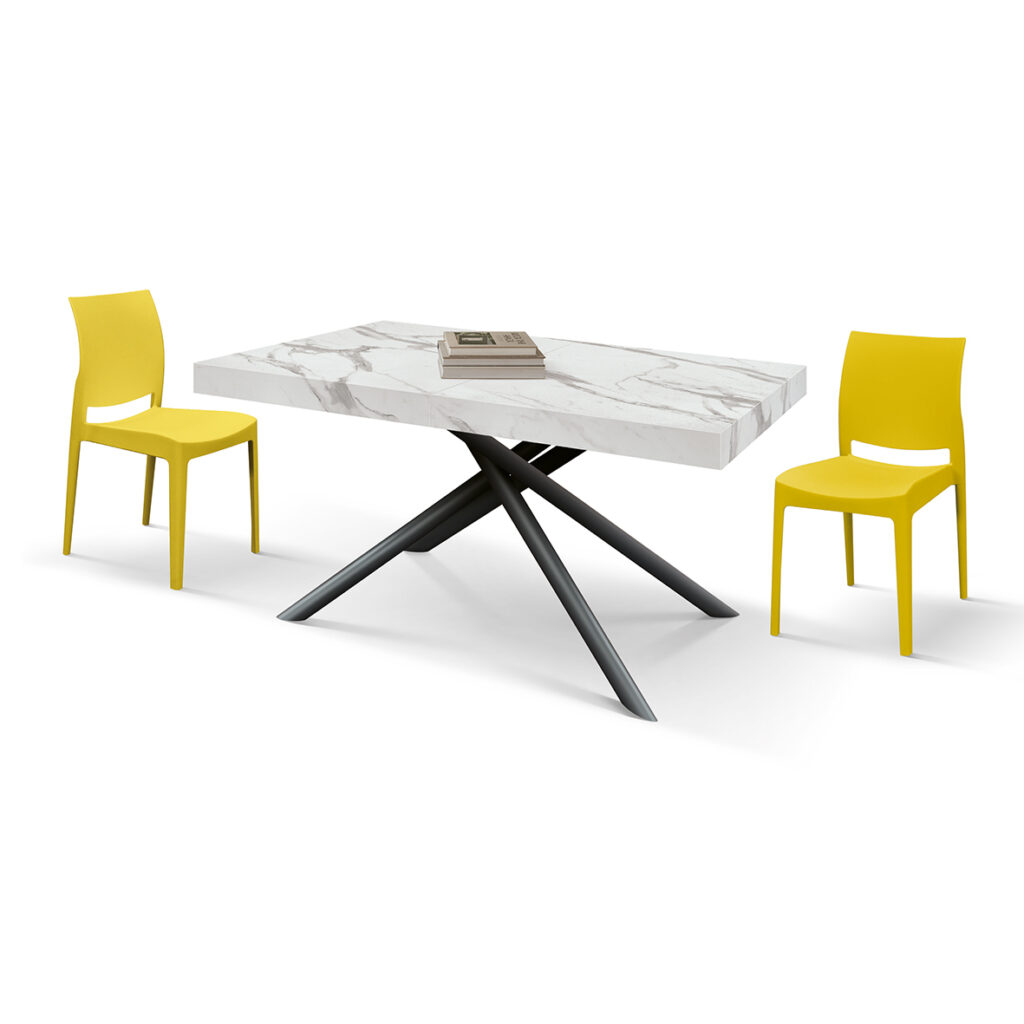 masa extensibila menego ,blat alb marmorat