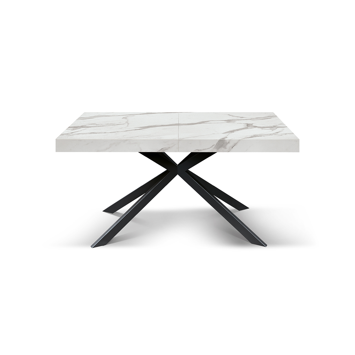 Masa extensibila SPIDER, blat ALB MARMORAT - 160 cm / 90 cm / h 77 - NEGRU