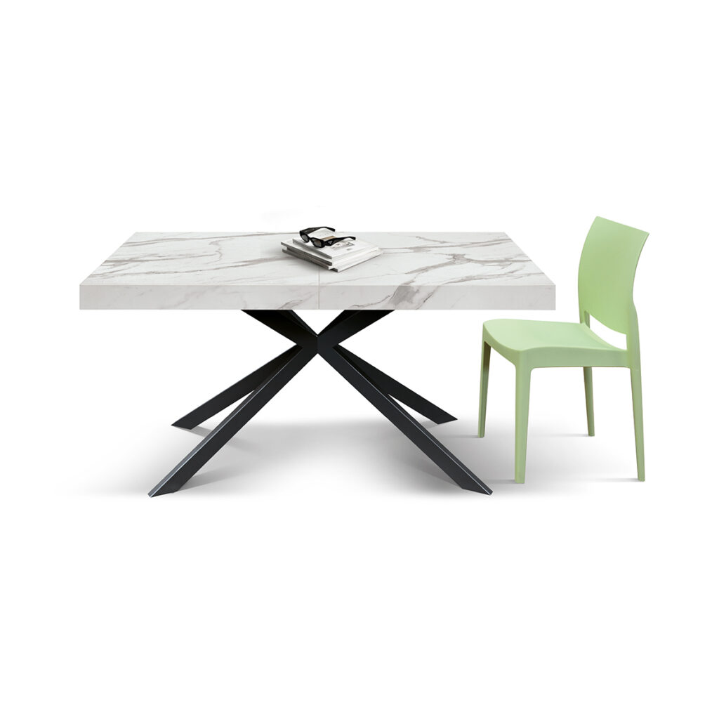 masa extensibila spider ,blat alb marmorat