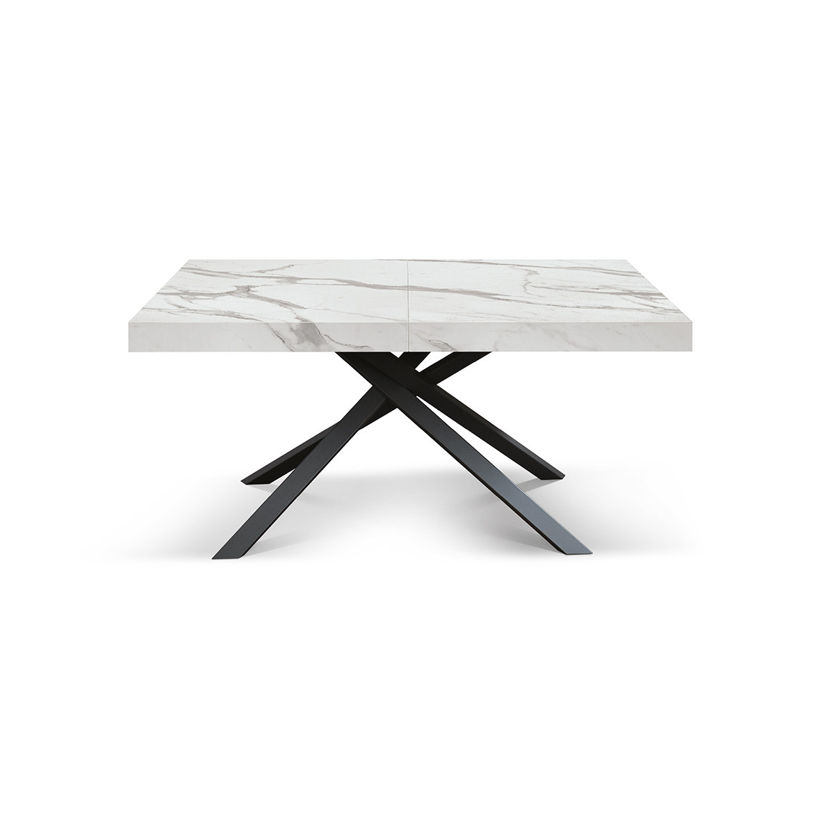 Masă Tifany extensibilă BLAT ALB MARMORAT - 140 cm / 90 / h 77 - NEGRU