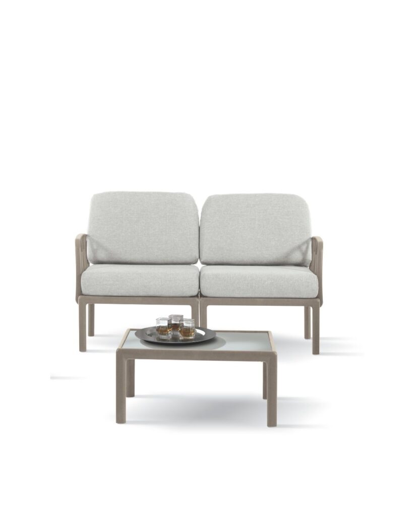 set terasă clara, polipropilenă si fibră de sticlă, bej taupe