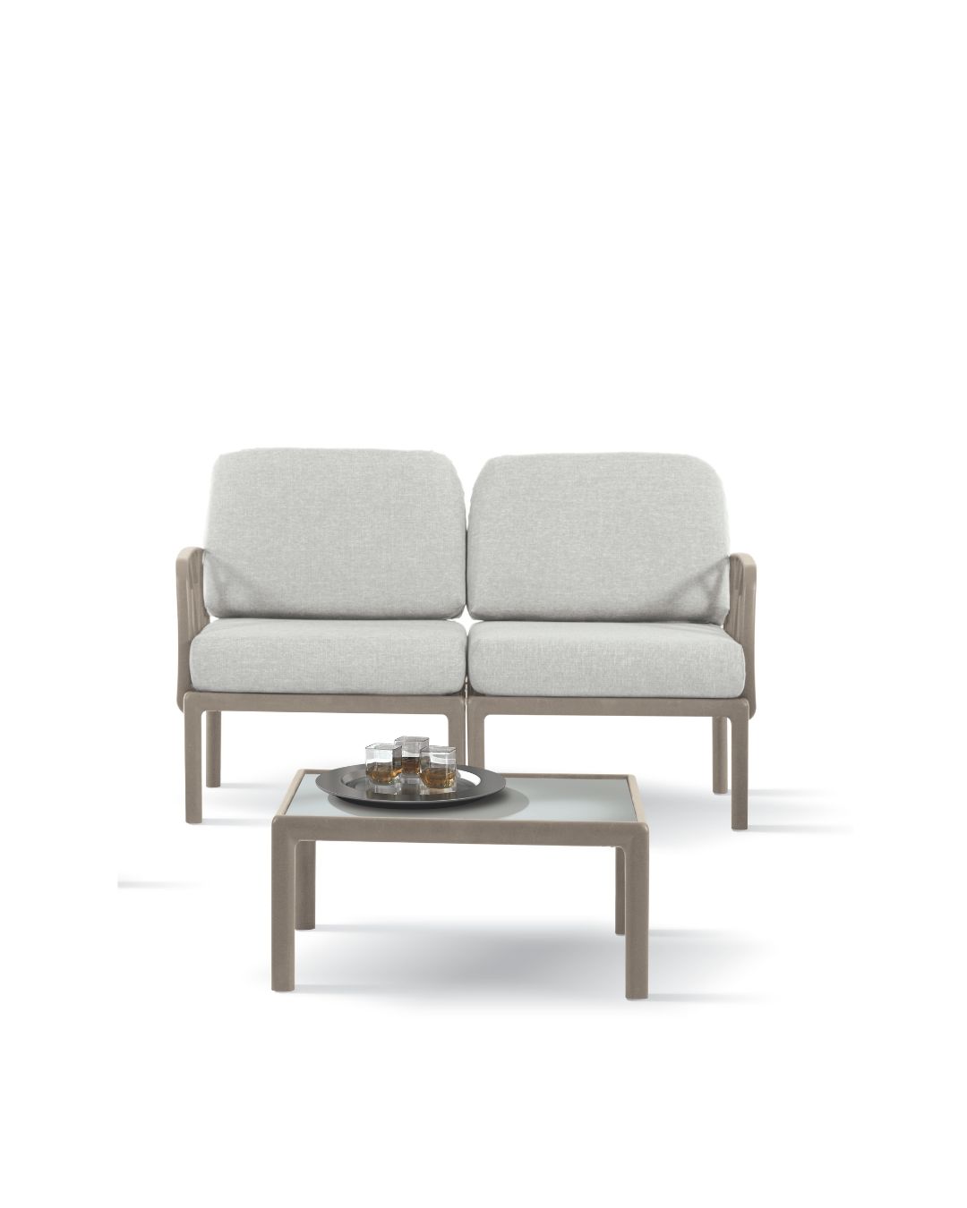 set terasă clara, polipropilenă si fibră de sticlă, bej taupe