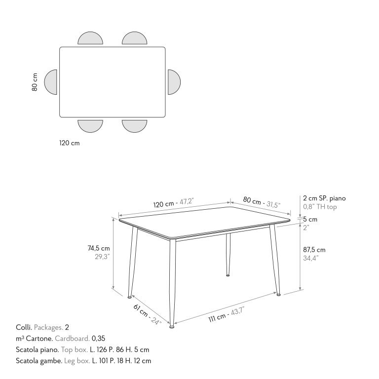 masă fixă ella 120 cm/ 80 cm