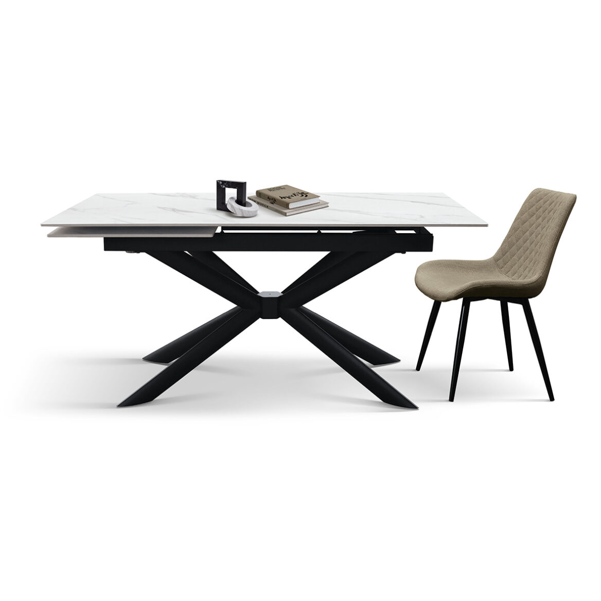 masă paris rotativă extensibilă, ceramică picior metalic 160 cm/90 cm/ 76 cm