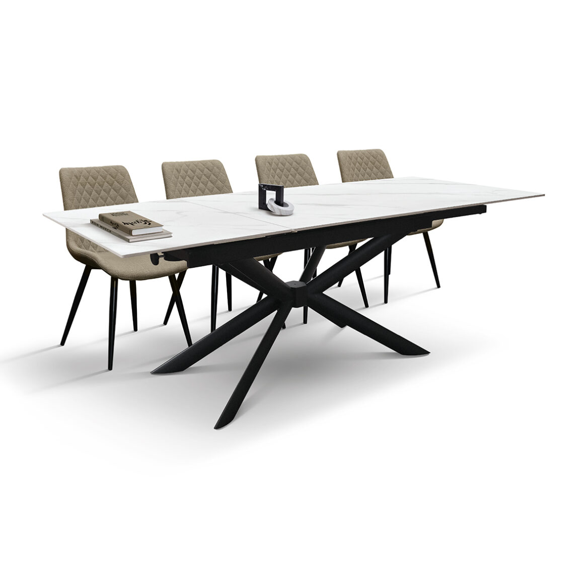 masă paris rotativă extensibilă, ceramică picior metalic 160 cm/90 cm/ 76 cm