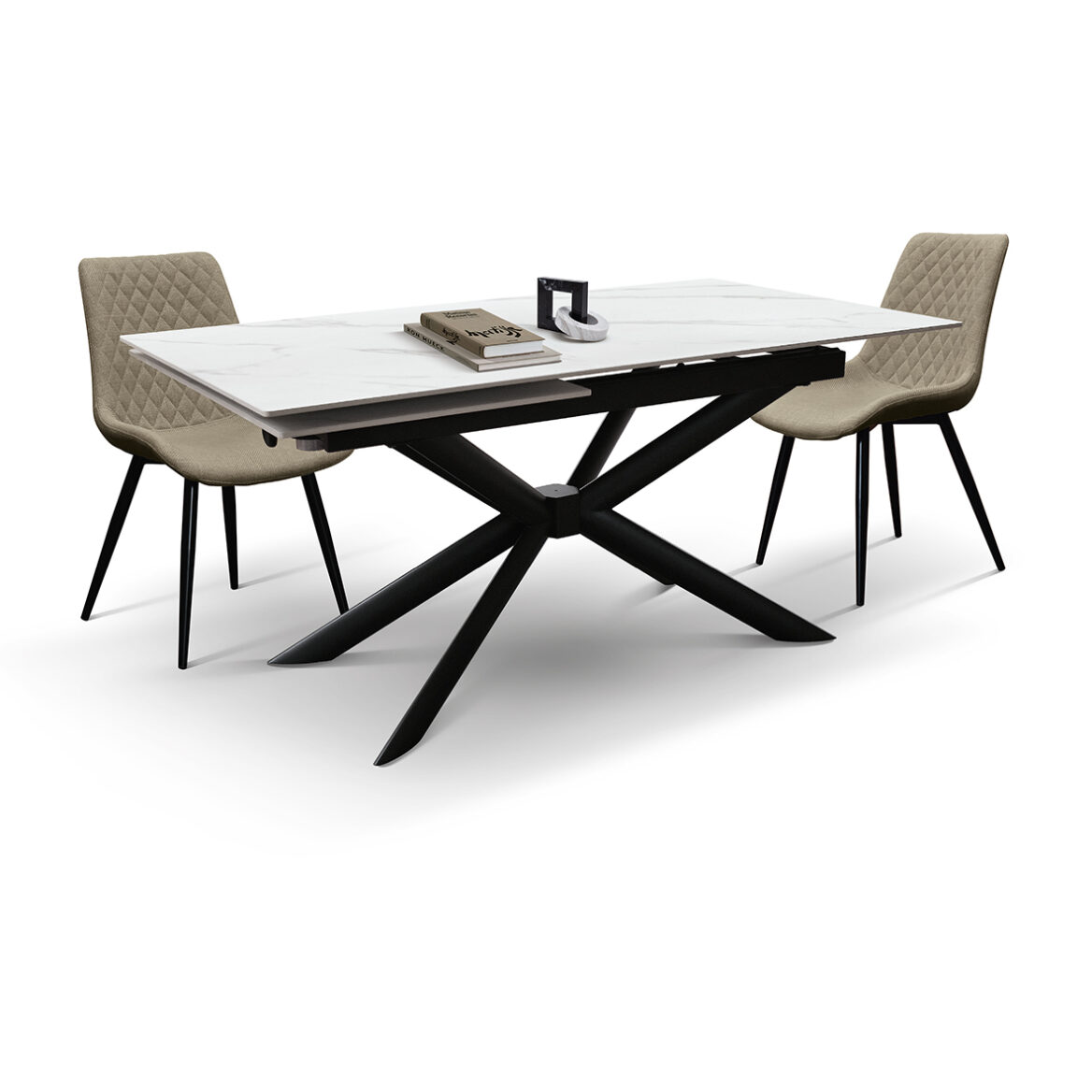 masă paris rotativă extensibilă, ceramică picior metalic 160 cm/90 cm/ 76 cm