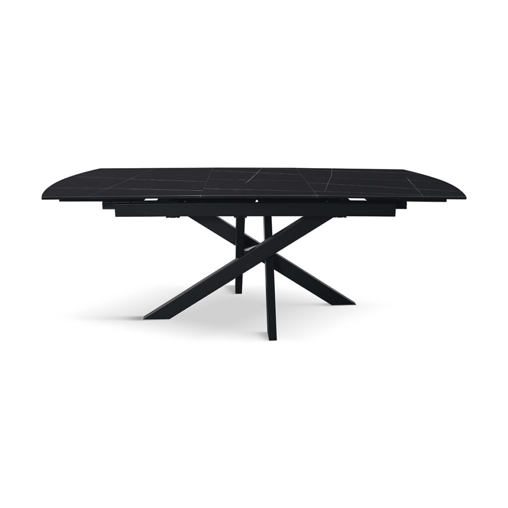 masă alma extensibilă, sticlă ceramică picior metalic