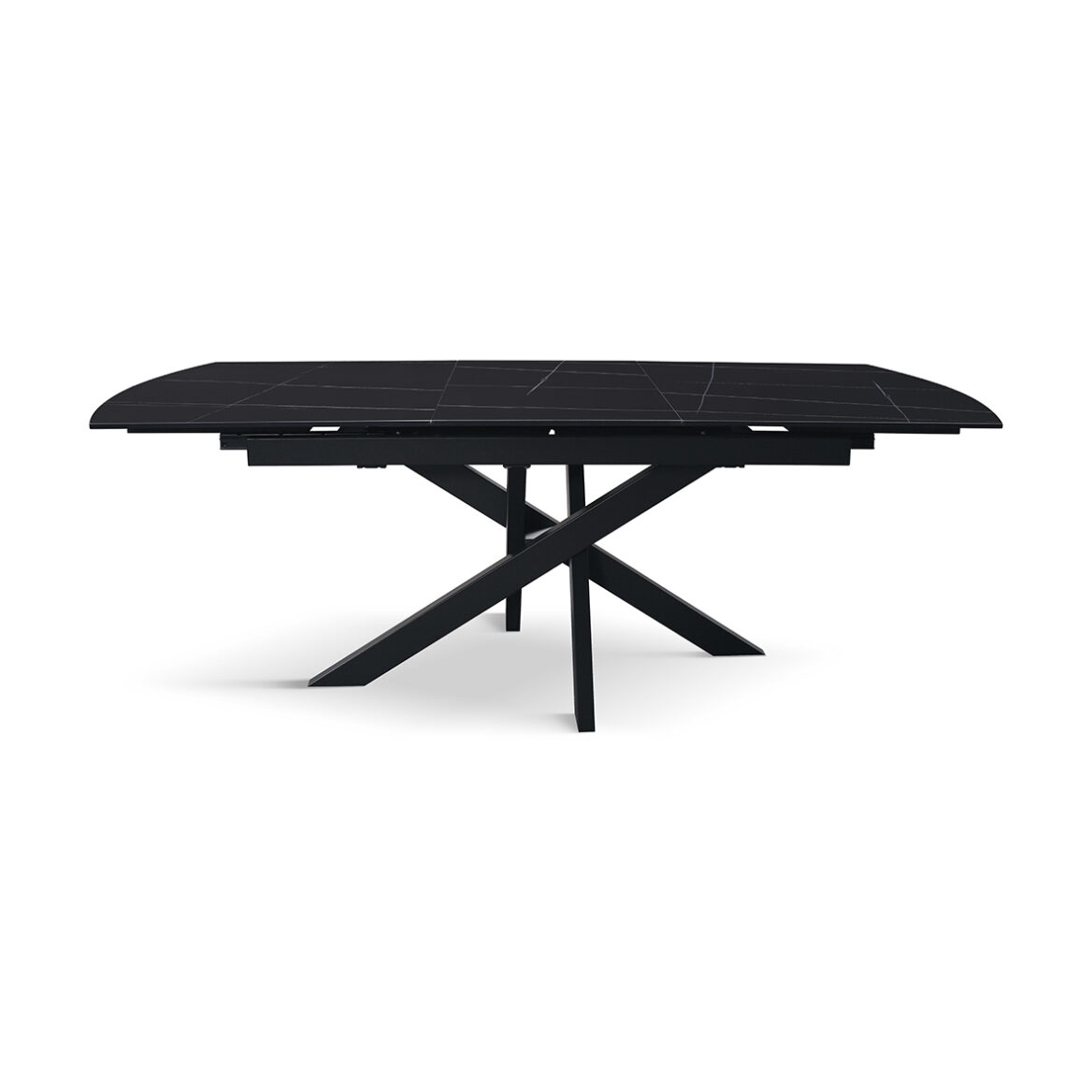 masă alma extensibilă, sticlă ceramică picior metalic