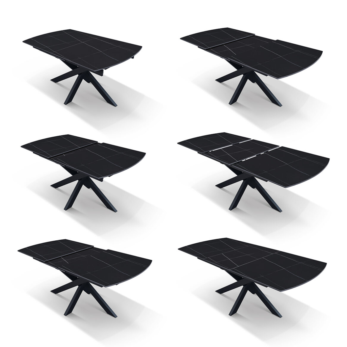 masă alma extensibilă, sticlă ceramică picior metalic