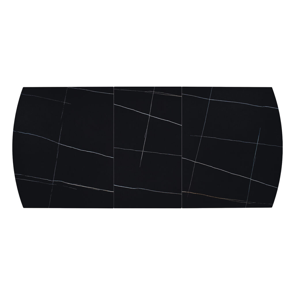 masă alma extensibilă, sticlă ceramică picior metalic