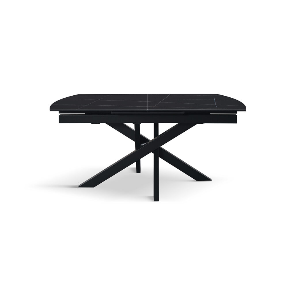 masă alma extensibilă, sticlă ceramică picior metalic