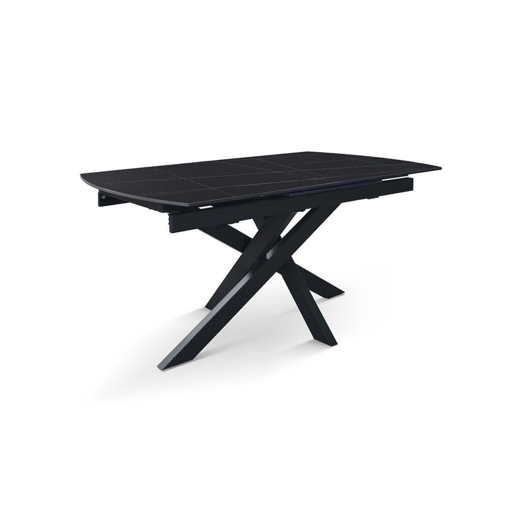 masă alma extensibilă, sticlă ceramică picior metalic