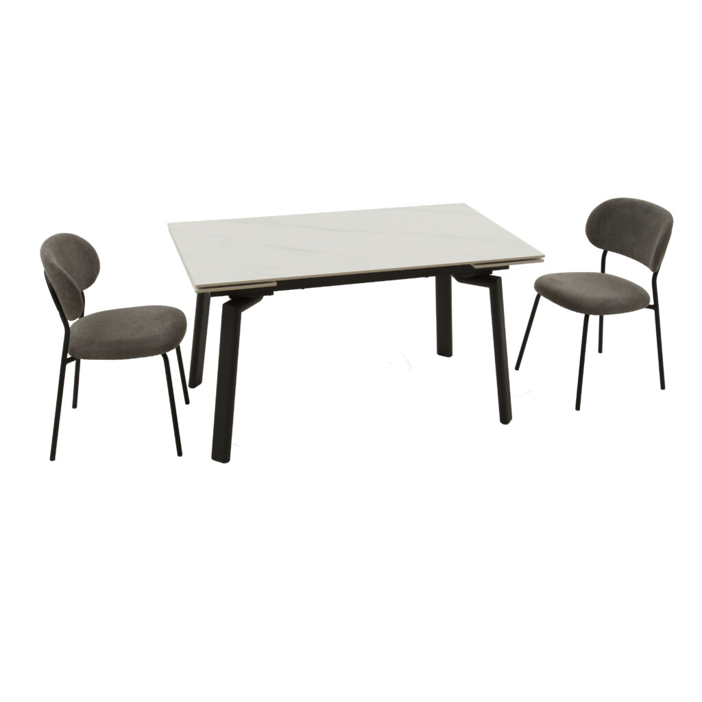 masă ceramică sonic white, 140 cm/80 cm și 2 extensii 30 cm