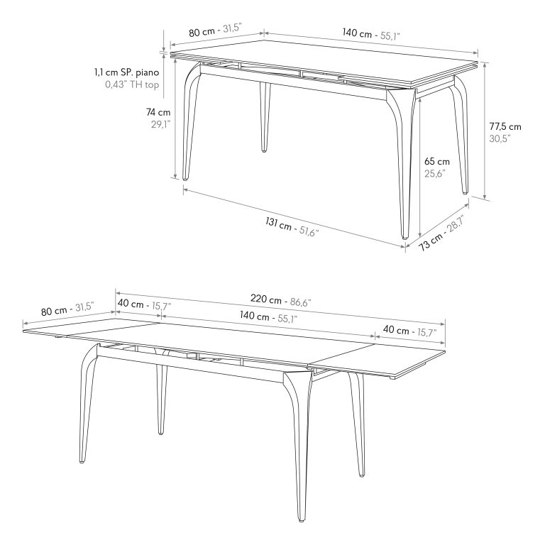 masă ceramică extensibilă evelin 140/80 cm